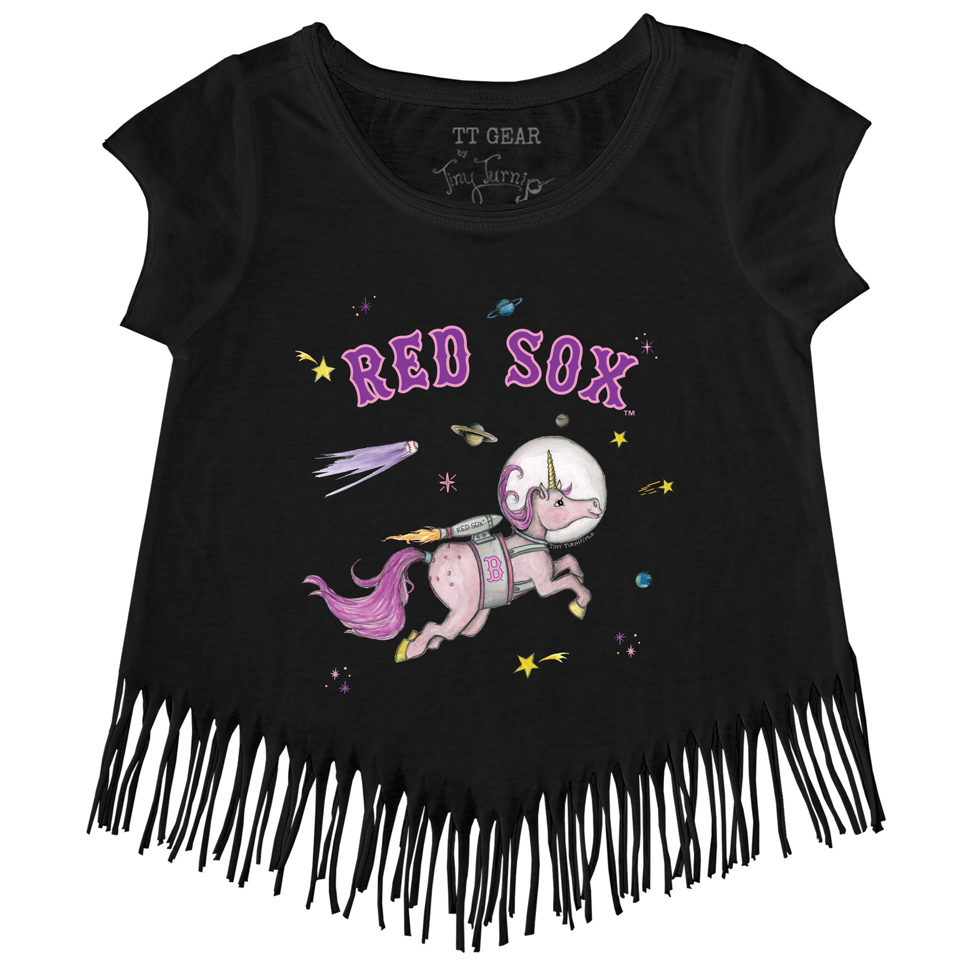 Girls Toddler Tiny Turnip Navy Seattle Mariners Astronaut Fringe T-Shirt Size: 4T