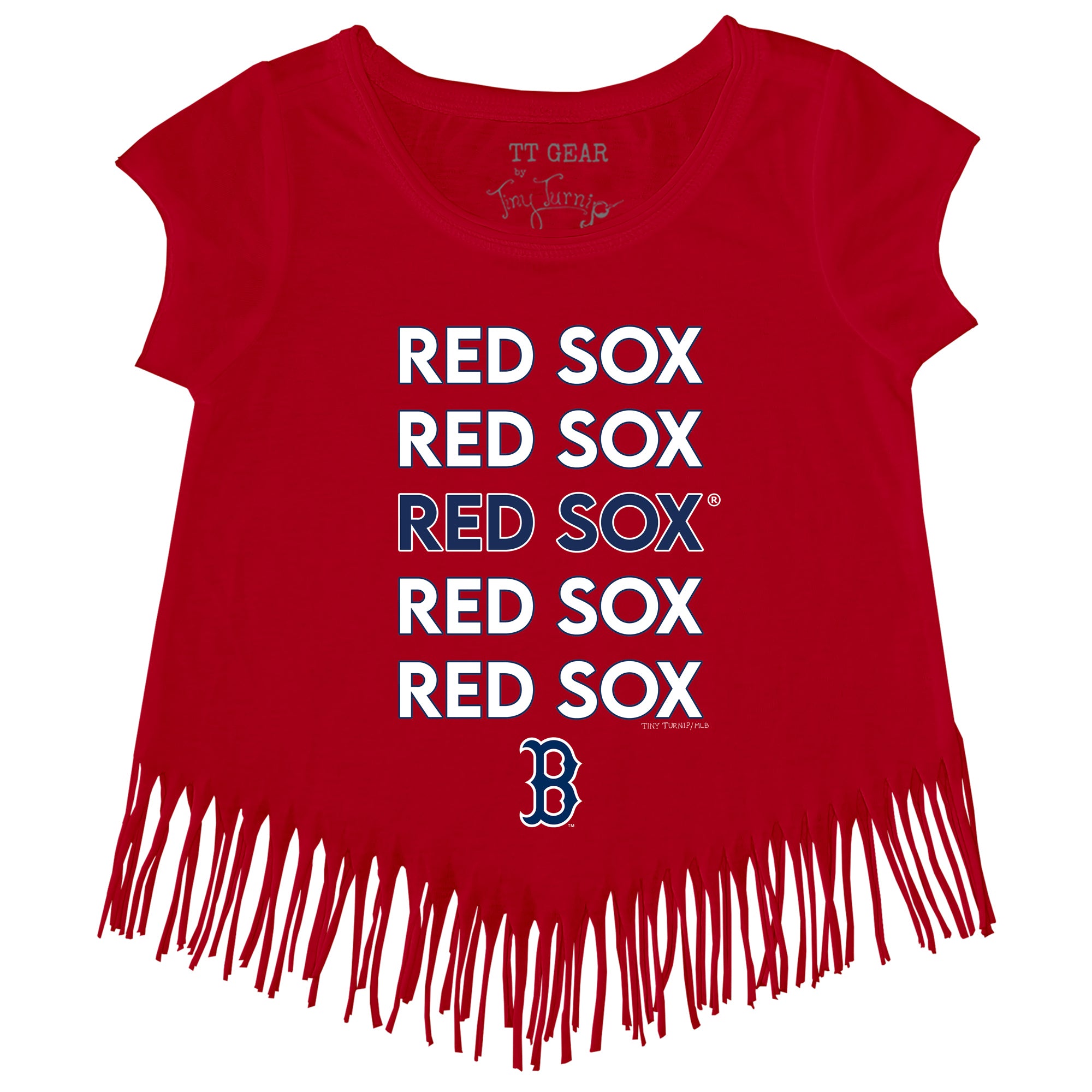 Boston Red Sox Tiny Turnip Youth Stacked 3/4-Sleeve Raglan T-Shirt