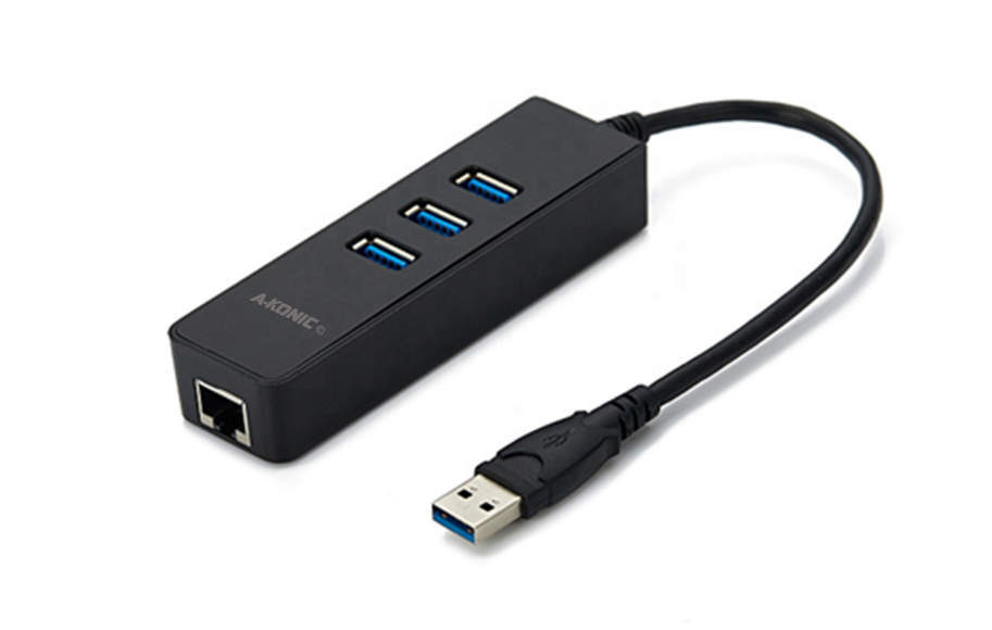 Marine blootstelling Daarbij USB A 3.0 NAAR ETHERNET LAN NETWERK ADAPTER & 3X USB 3.0 – BLACK – USB-HUBS