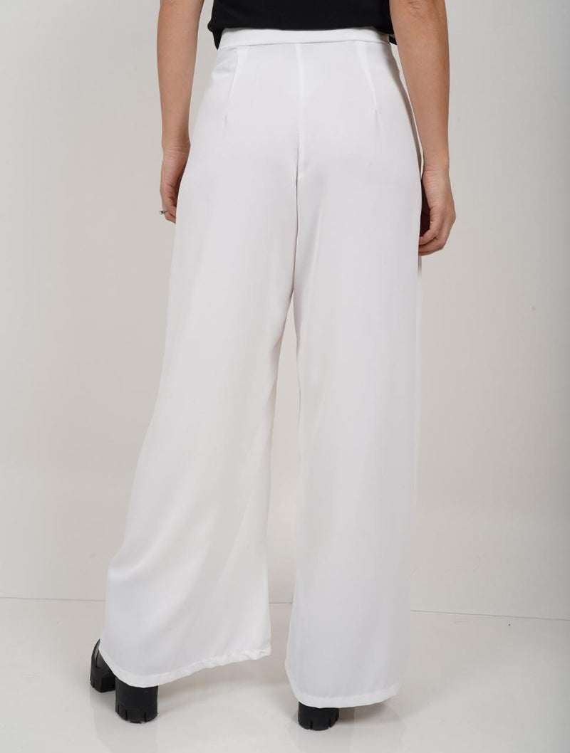 Pantalón para Mujer Blanco Tipo Palazzo Tiro Con Cremallera - Col – Zoé
