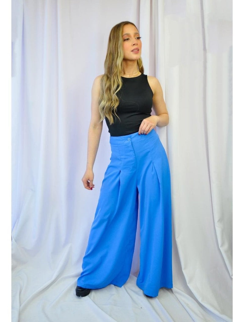 Pantalón para Mujer Azul Tipo Palazzo Tiro Con - Incan –