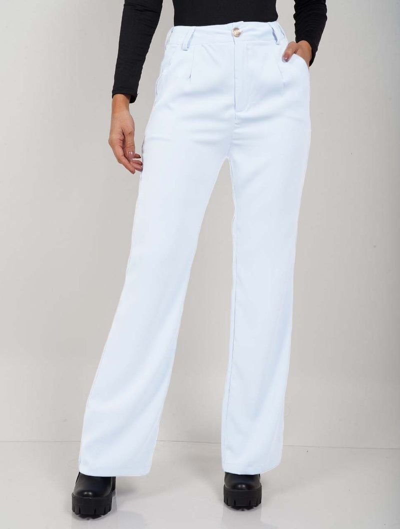 Pantalón para Mujer Blanco de Tela Tiro - Alto Terragona Blanc – Zoé