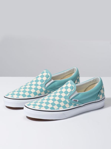 checkered vans teal