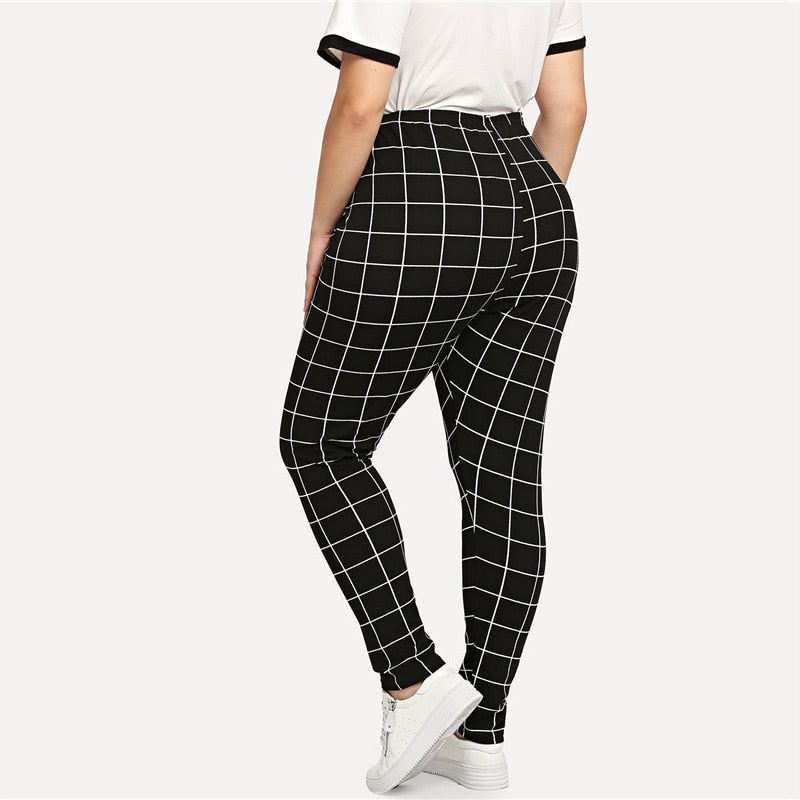 black and white plaid leggings