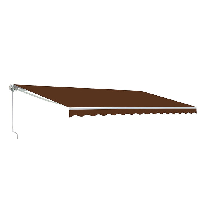 Motorized Retractable White Frame Patio Awning - 20 x 10 Feet - Brown - AWM20X10BROWN36-AP at YBLGoods Aleko