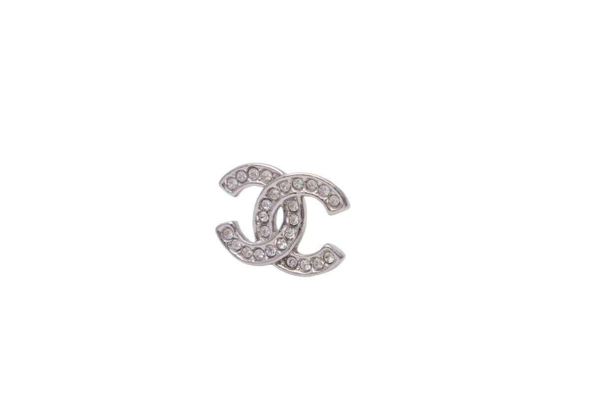 2021激安通販 CHANEL シャネル ココマーク ラインストーン ピアス アクセサリー ジュエリー 小物 1.1g B18P メタル シルバー  美品 中古 46209