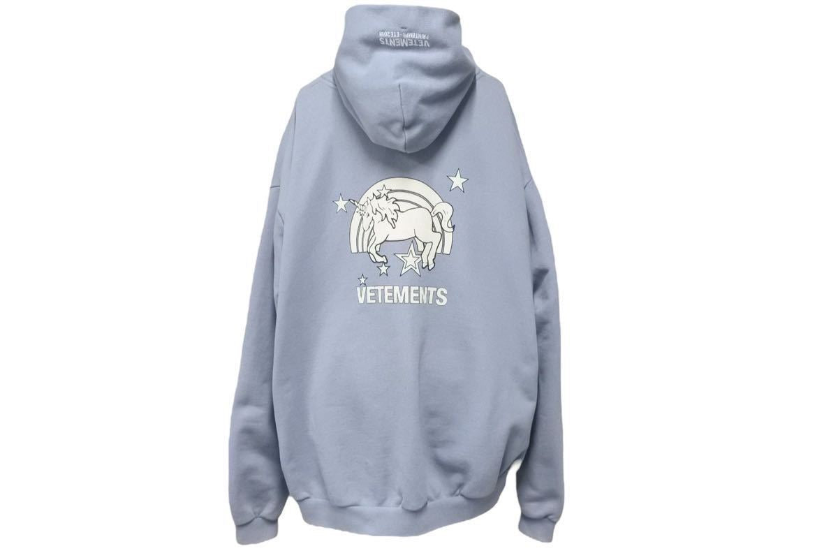 VETEMENTS ヴェトモン ユニコーン パーカー ブルー オーバーサイズ