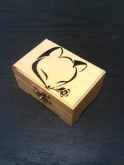 rare hand made collectible " fox with rose " trinket box