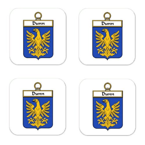Dunn Or Odunn Family Crest Square Coasters Coat of Arms Coasters 