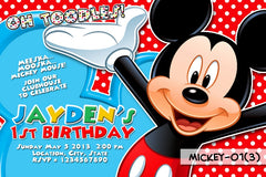 Mickey Mouse PRINTABLE Invitation For Mickey Mouse Birthday (Red Background)