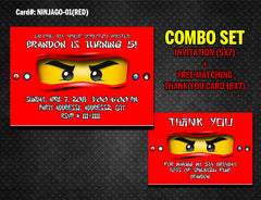 Ninjago Invitation and Thank you DIGITAL printable for Ninja birthday (White)