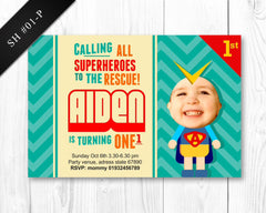 DIGITAL Superhero Invitation - Birthday invite for boys superhero party