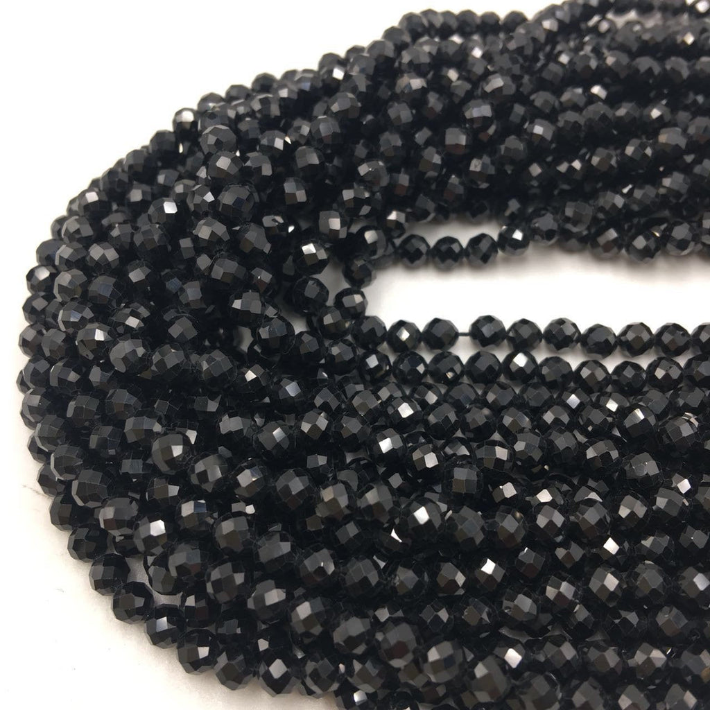 Black Spinel Round Beads Gemstone 15.5" Strand 2mm 3mm 4mm 6mm 