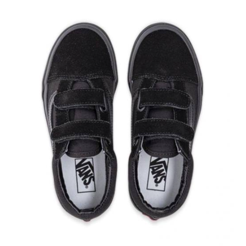 all black leather velcro vans