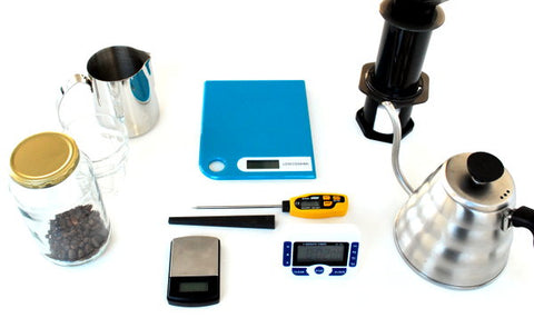 Equipment for brewing with the Aeropress for two