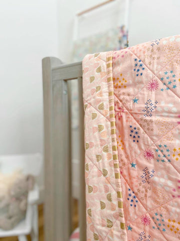 Pink Rainbow Quilt with Stars
