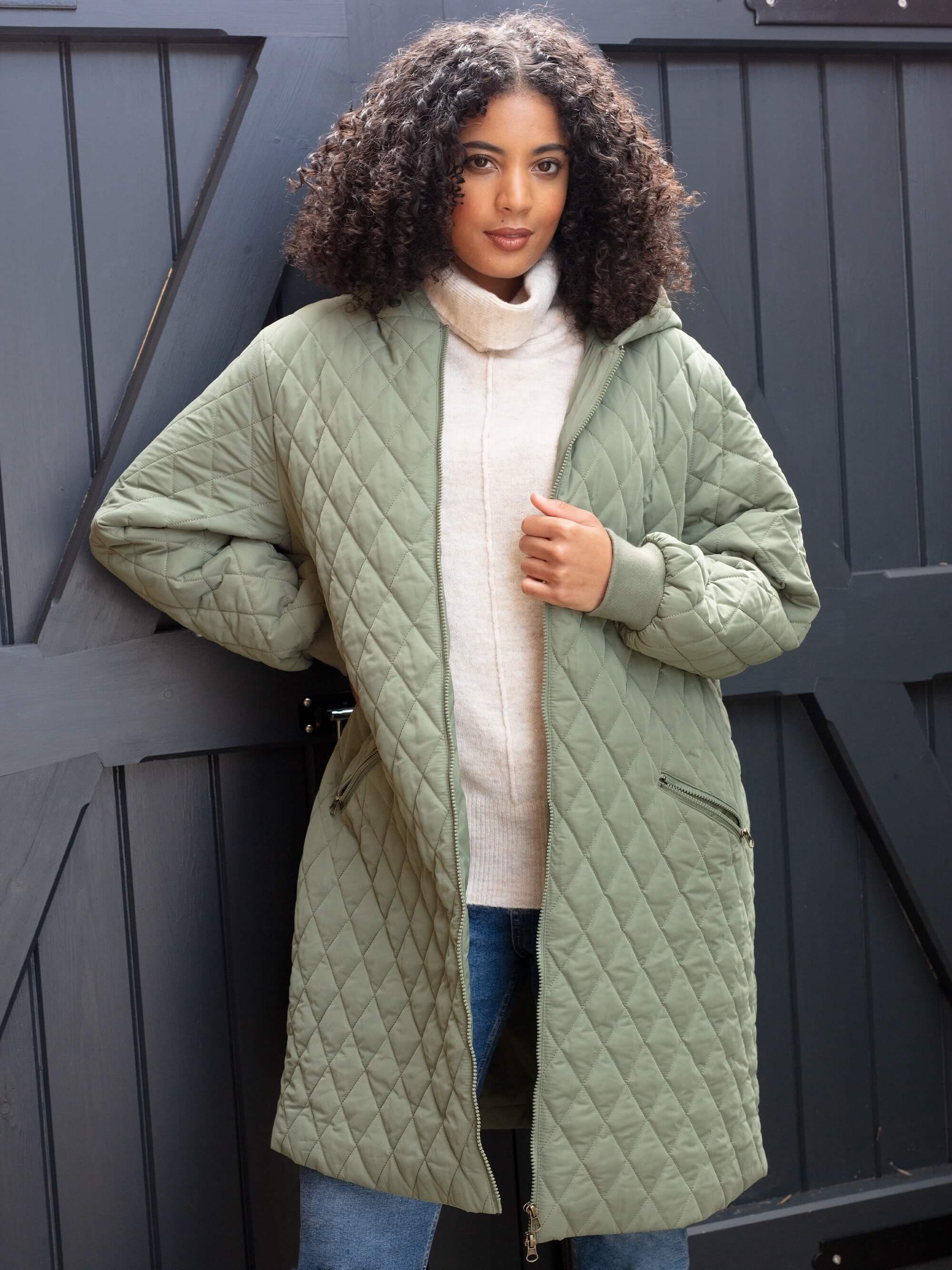 longline quilted coat