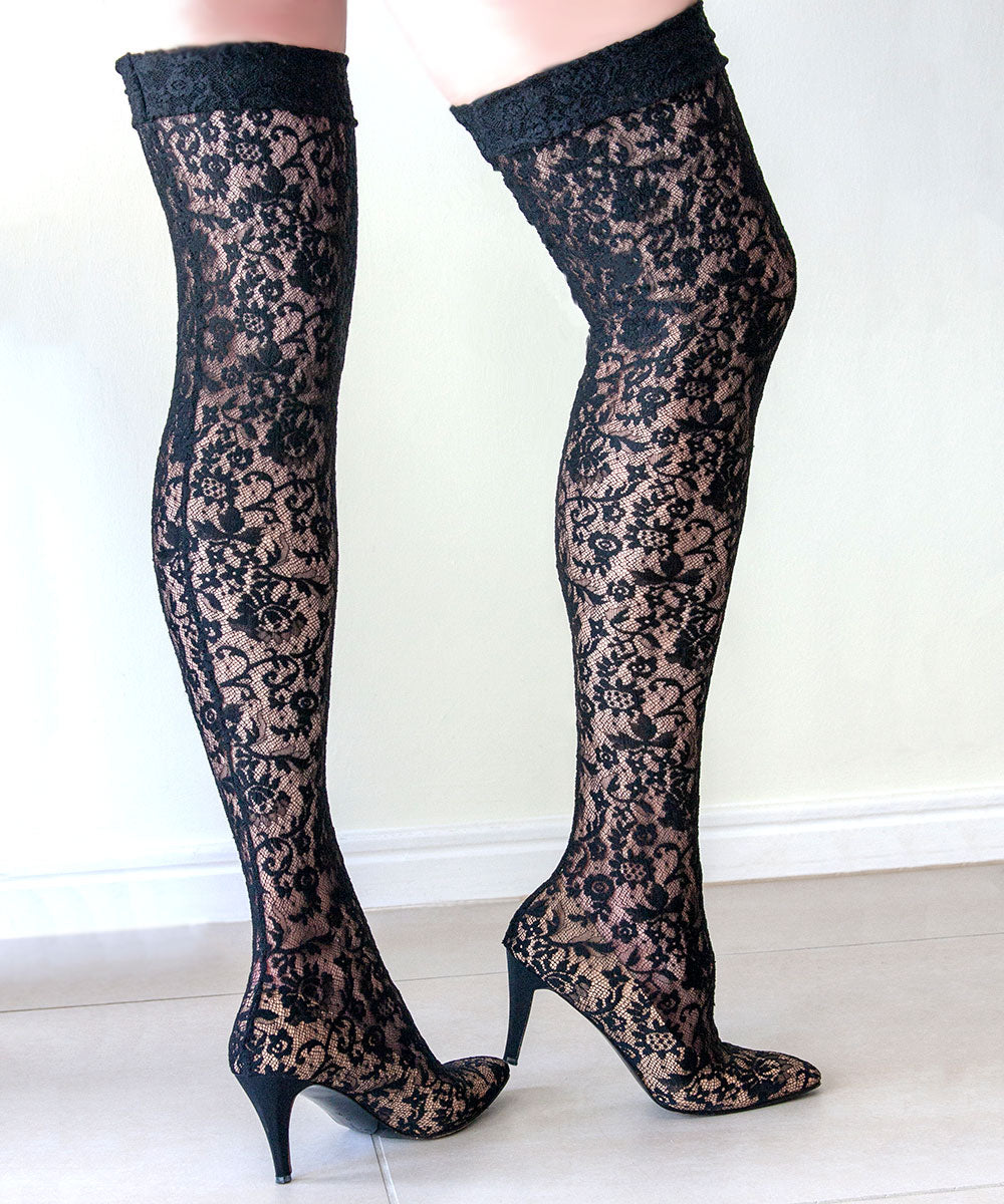 lace thigh high boots