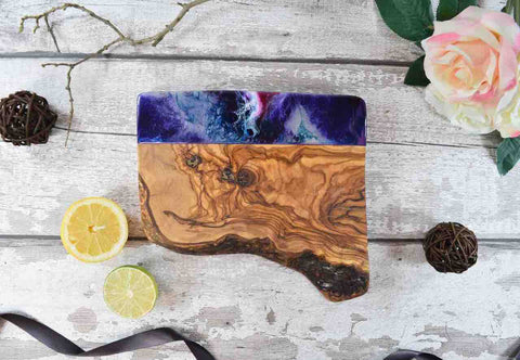 Unique Cutting Board Guide - Olive Wood Resin Art