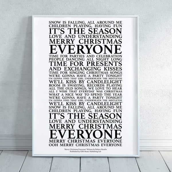 Merry Christmas Everyone Song Lyrics Print Songprints Com