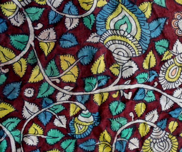 vine motifs on a kalamkari scarf