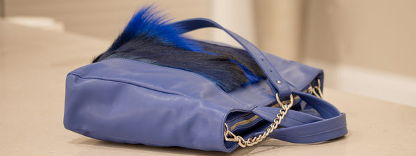 sherene melinda royal blue springbok tote portfolio leather handbag 