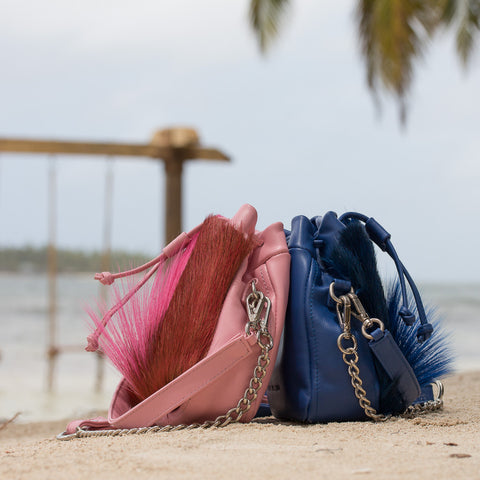 sherene melinda springbok hair-on-hide handbags royal blue lou lou pouch mini bucket bag style
