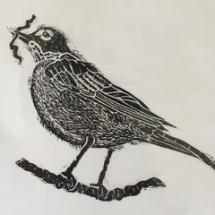 Robin hand printed by April Sproule