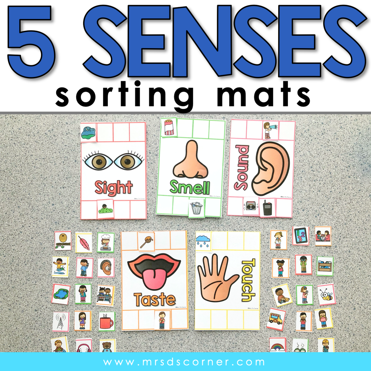 5 Sense Sorting Mats [5 mats included] 5 Senses Activity
