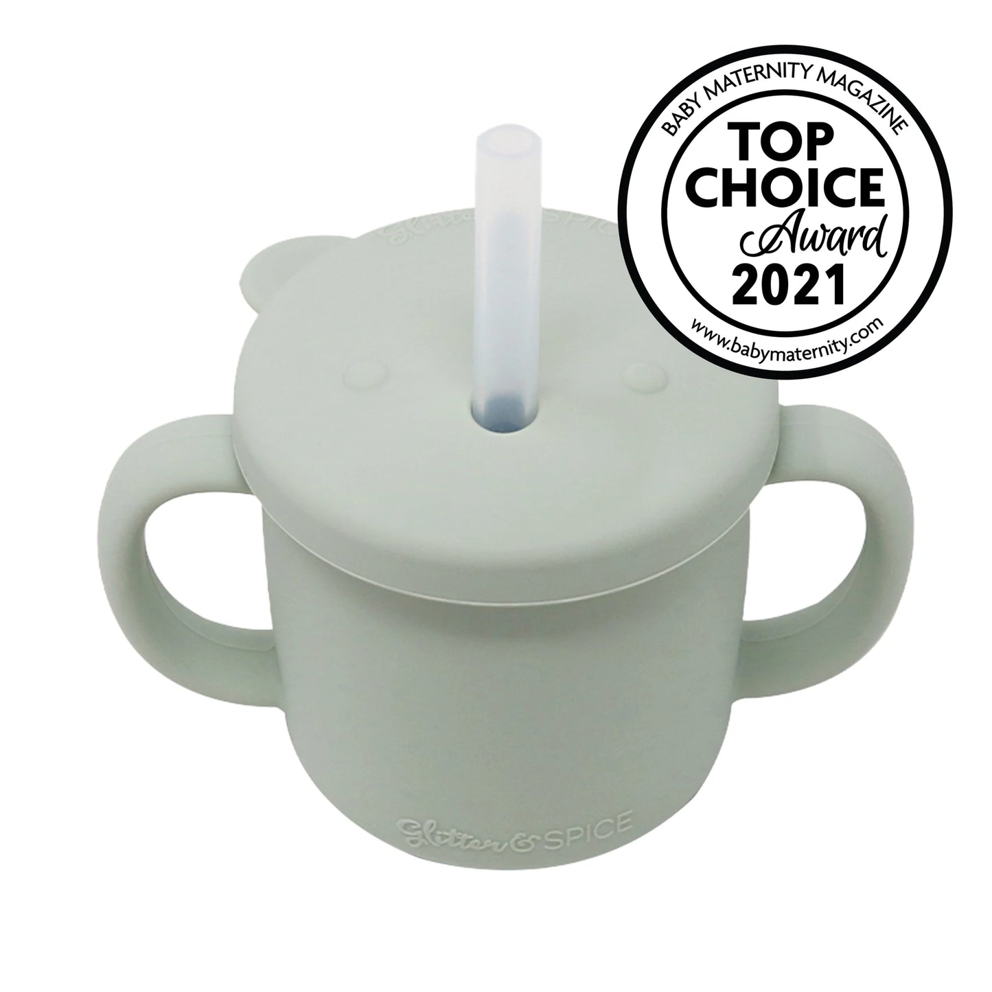 Glitter & Spice Silicone Grow With Me Bear Cup (Sage Green)
