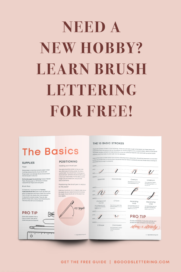 The FREE Brush Lettering Basics Strokes Guide from B Goods Lettering