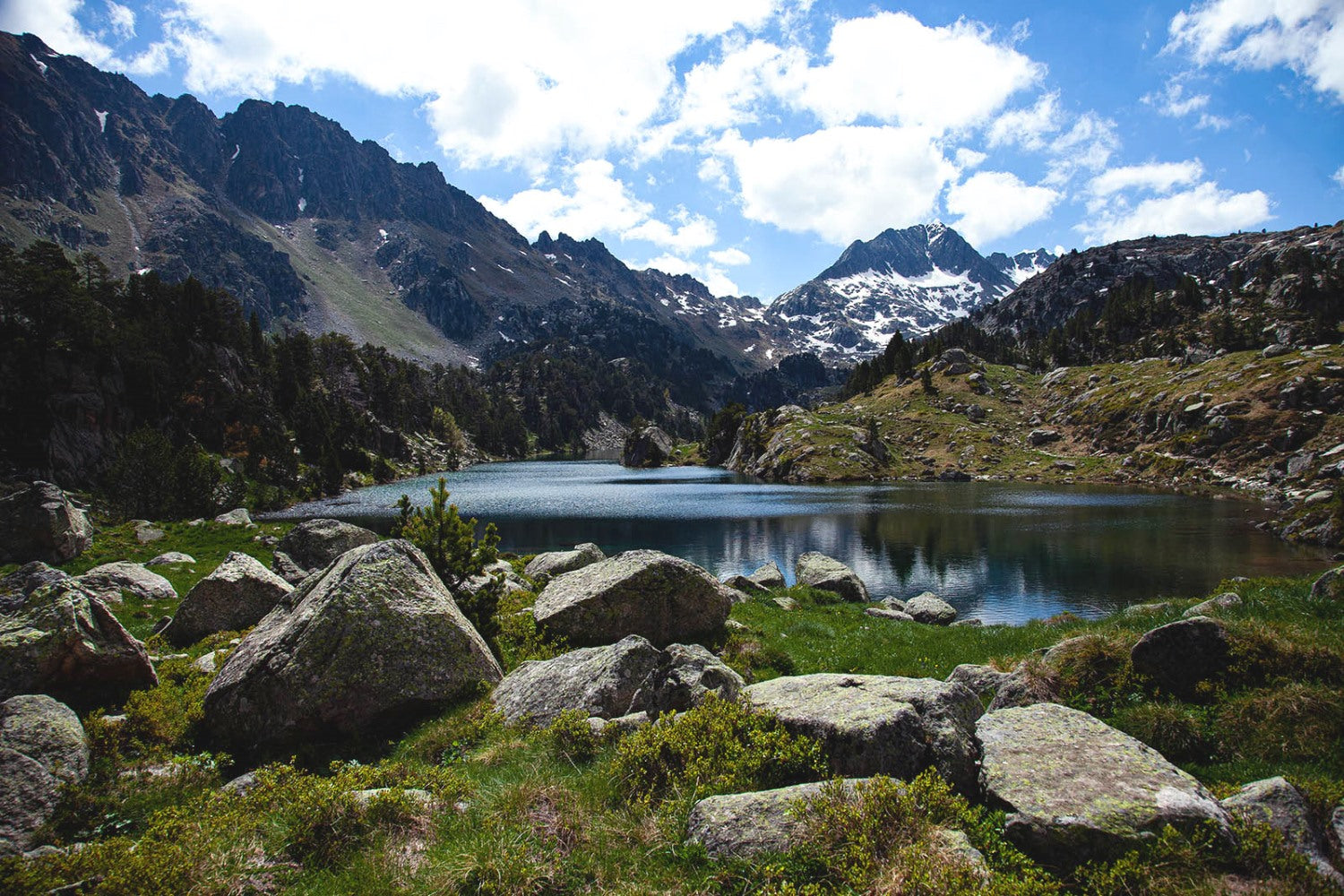 Parc Nacional d'Aigüestortes. From Lac Long. From right to left: Sendrosa ridges, in the middle of the photograph, the Tuc de Ratera. Photography: Júlia Miralles 