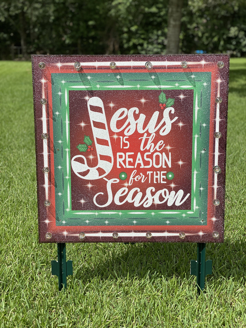 Christmas Yard Art | Jesus is the Reason lighted Christmas Sign Jesus Is The Reason Lighted Sign