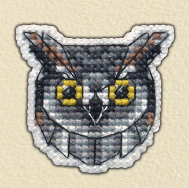 Counted cross-stitch kit on Aida 14 count canvas Plastic Canvas Badge Owl Monochrome Animal Cross Stitch Pattern Oven 1095