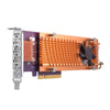 QNAP Dual M.2 PCIe SSD expansion card; supports up to two M.2 2280/22110 formfactor M.2 PCIe (Gen3 x 4) SSDs; PCIe Gen3 x 4 host interface; Low-profile bracket pre-loaded