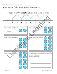 Odd vs Even worksheets making math visual for students with autism, dyslexia, dyscalculia, or learning disabilities. 