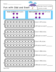 Free math printables odd and even numbers for students with learning disabilities