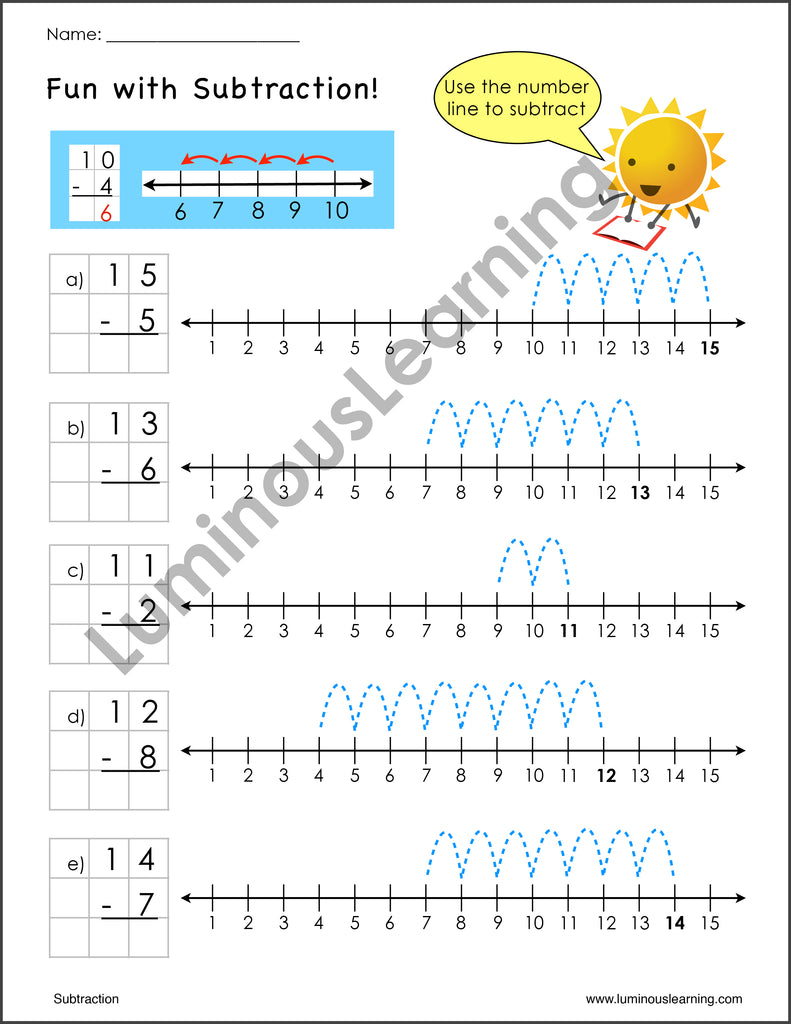 Subtraction Worksheets for Special Education - K and Grade 1