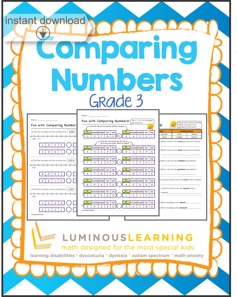 Grade 3 Comparing Numbers: Printable Workbook