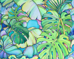 colleen wilcox original tropical leaves painting
