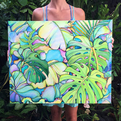 Colleen Wilcox original tropical leaves painting