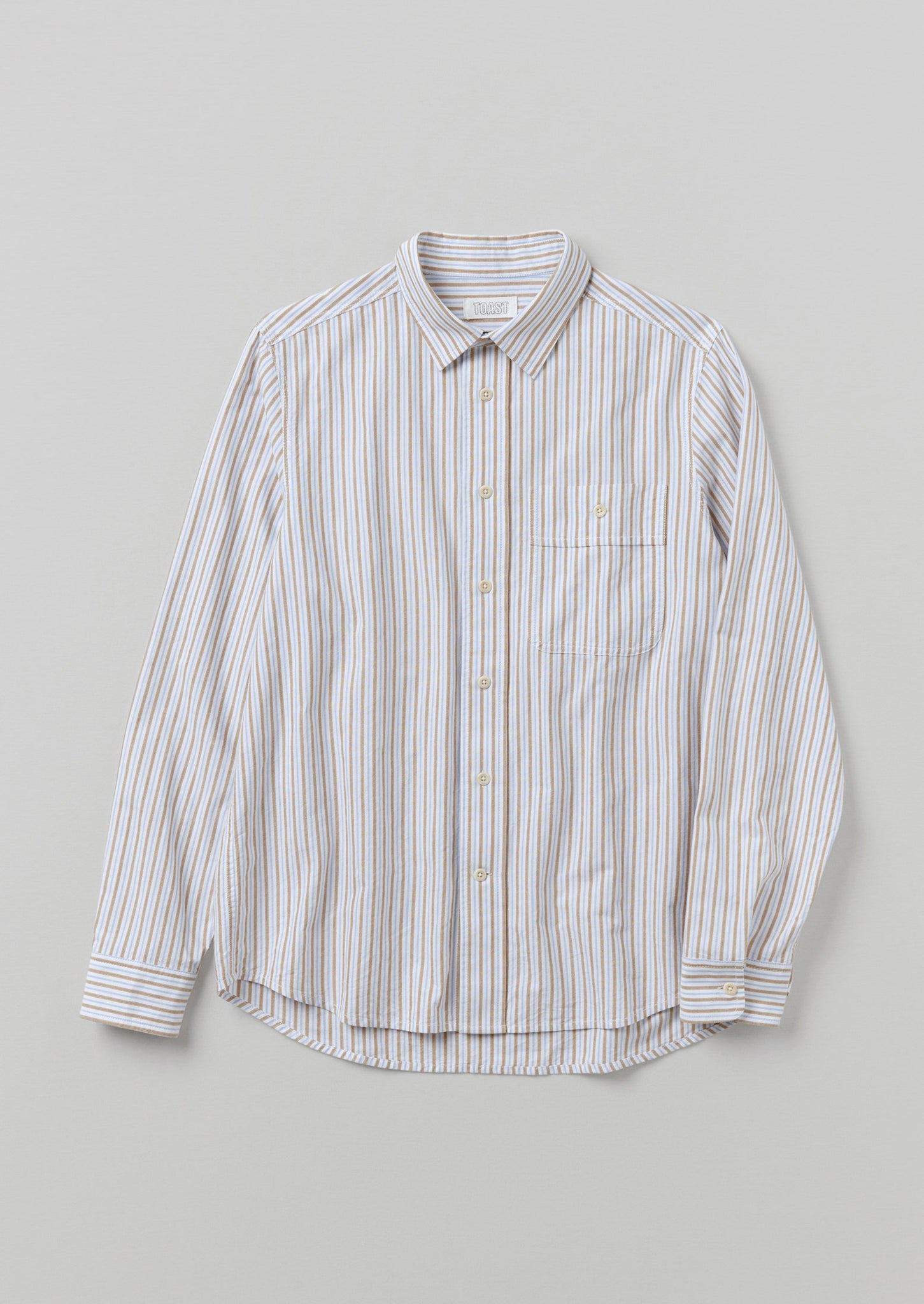 Triple Stripe Cotton Shirt | Sky Blue