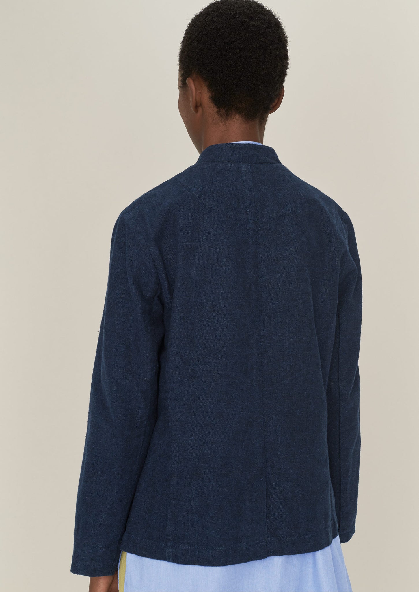 Organic Cotton Hemp Neat Jacket | Dark Chambray Blue