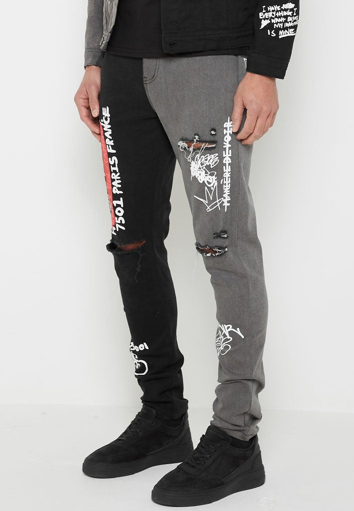 black and grey jeans