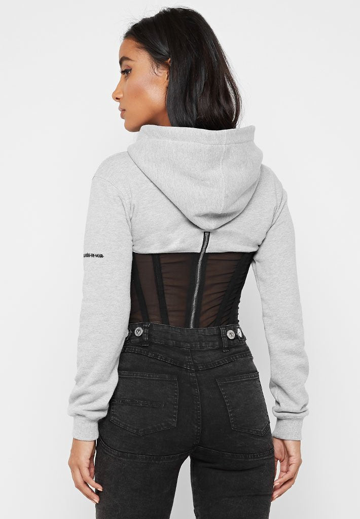 Corset Hoodie - Grey Marl