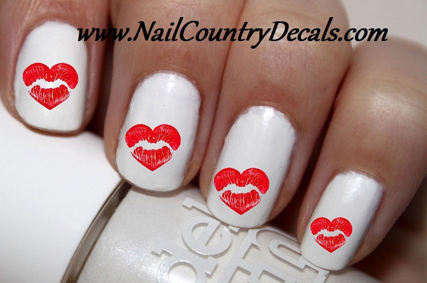 Red Heart Lips Nail Art