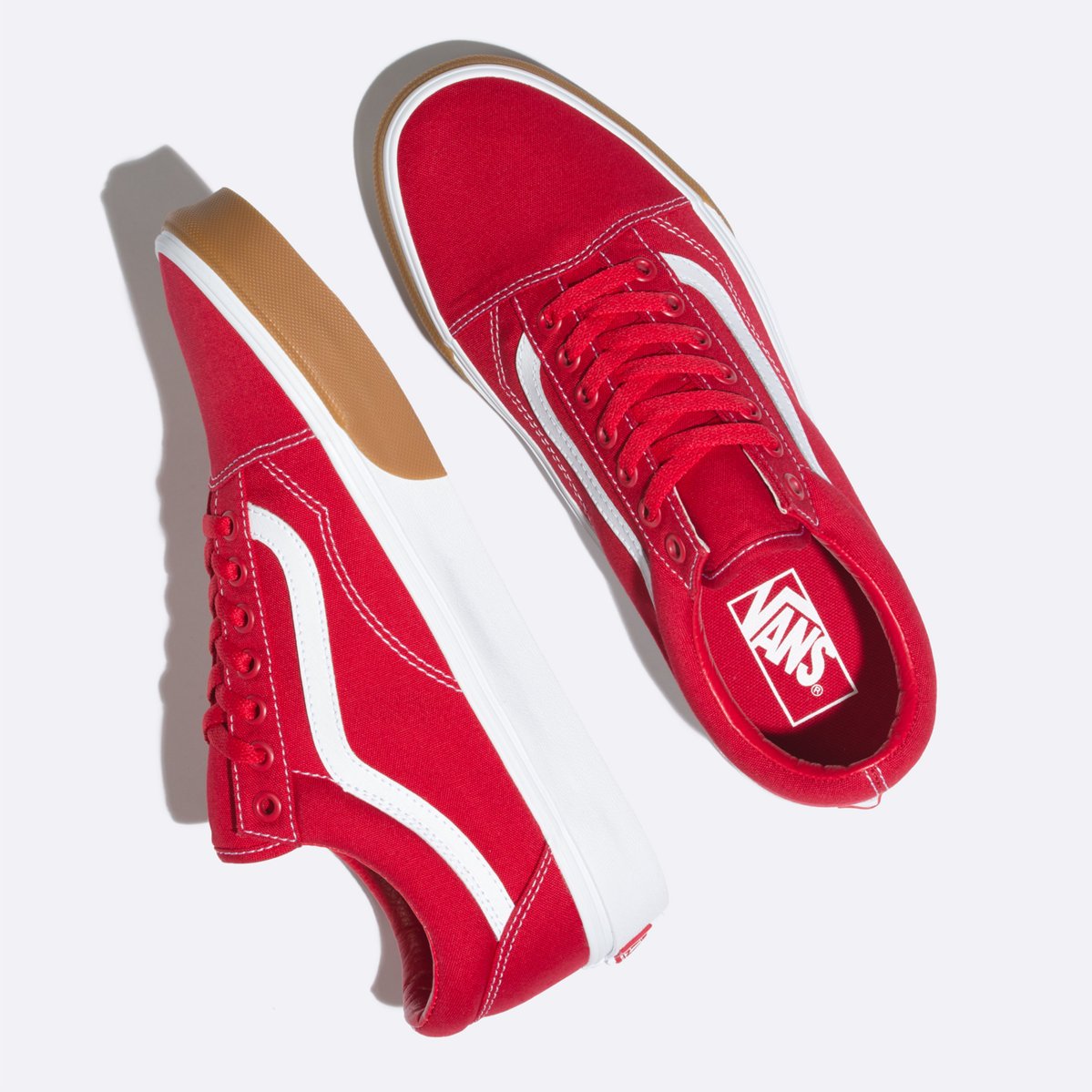 vans gum bumper old skool red