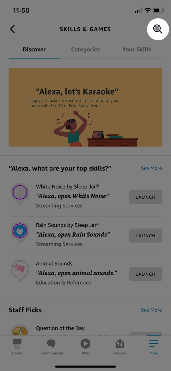 Alexa app search for misty skill