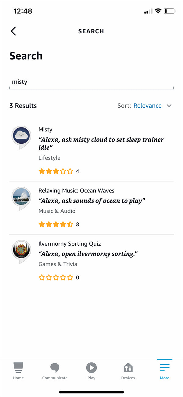Alexa app misty skill