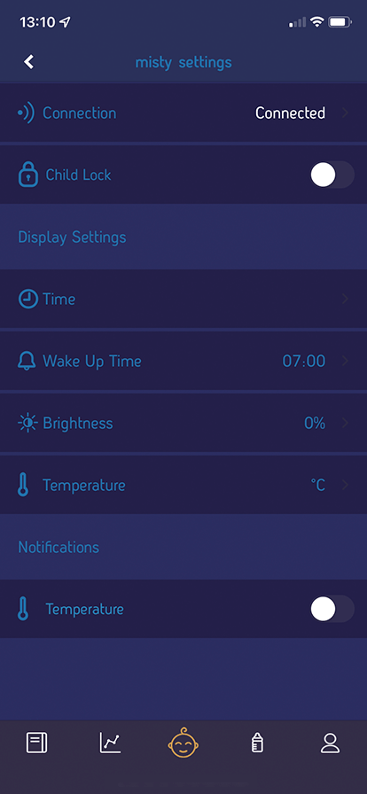 Misty Push notifications - inside settings